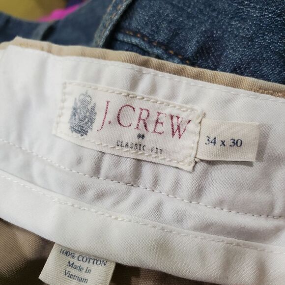 J.Crew Factory Men’s Classic Fit Chino Pants Beige Khaki 34x30 Casual Work - Picture 7 of 9
